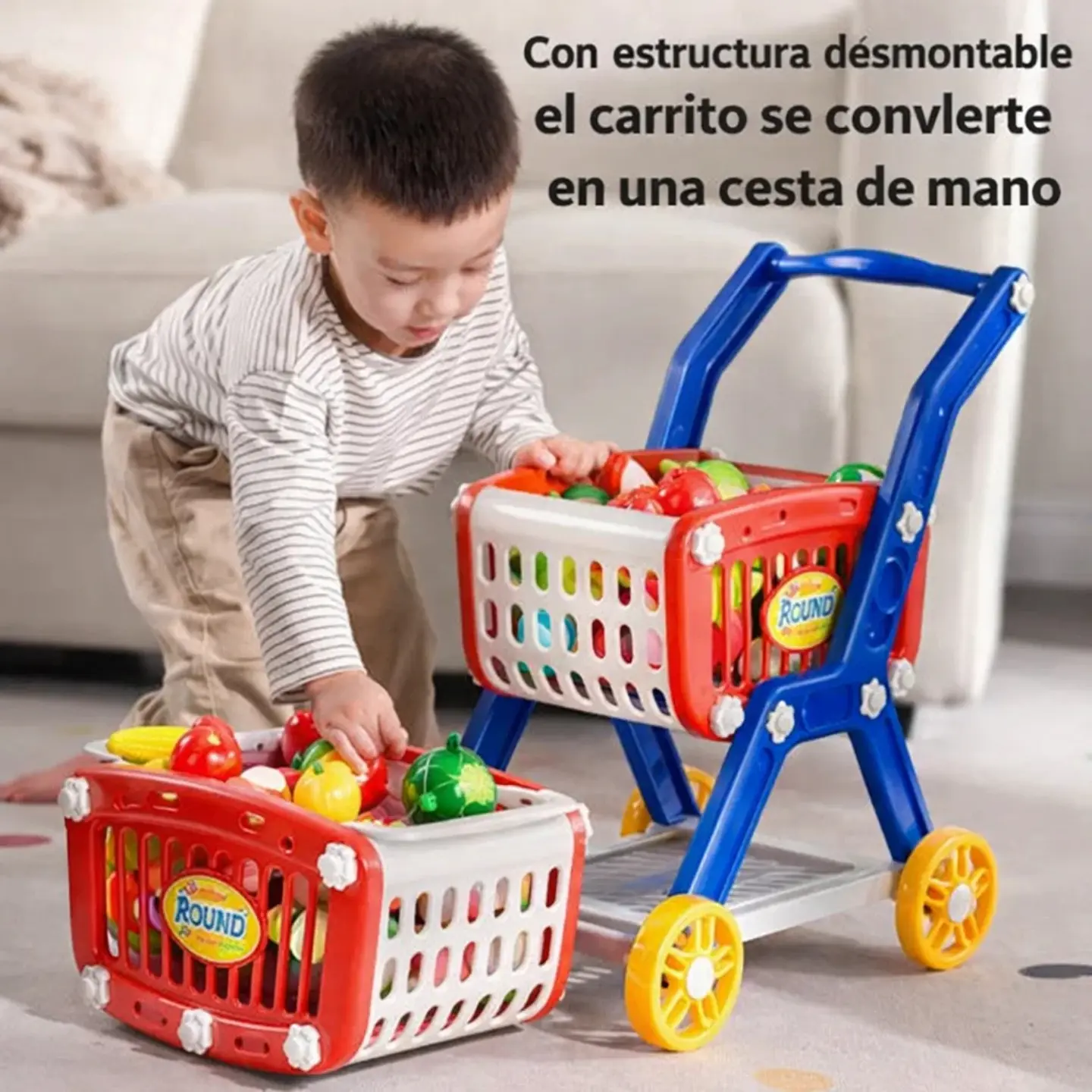 Carrito De Supermercado 2 En 1 Con Alimentos De Juguete 6
