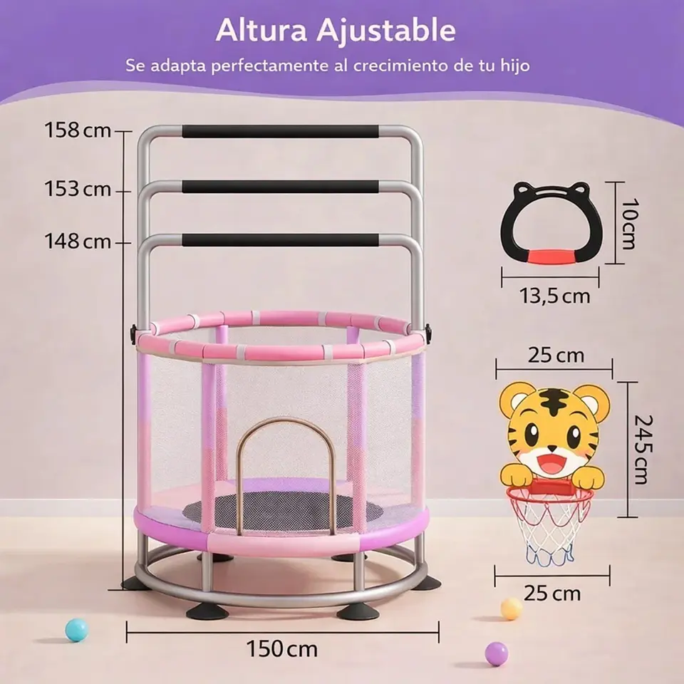 Trampolín para Niños y Adultos con Red de Seguridad Gimnasia 7