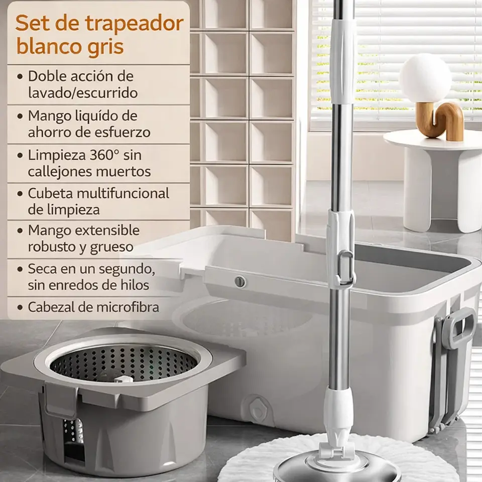 Mopa Giratoria Con Balde De Acero Inoxidable  4
