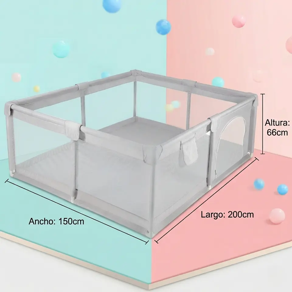 Corral Para Bebés Con Pelotas Valla De Seguridad 66cmx200cm 8