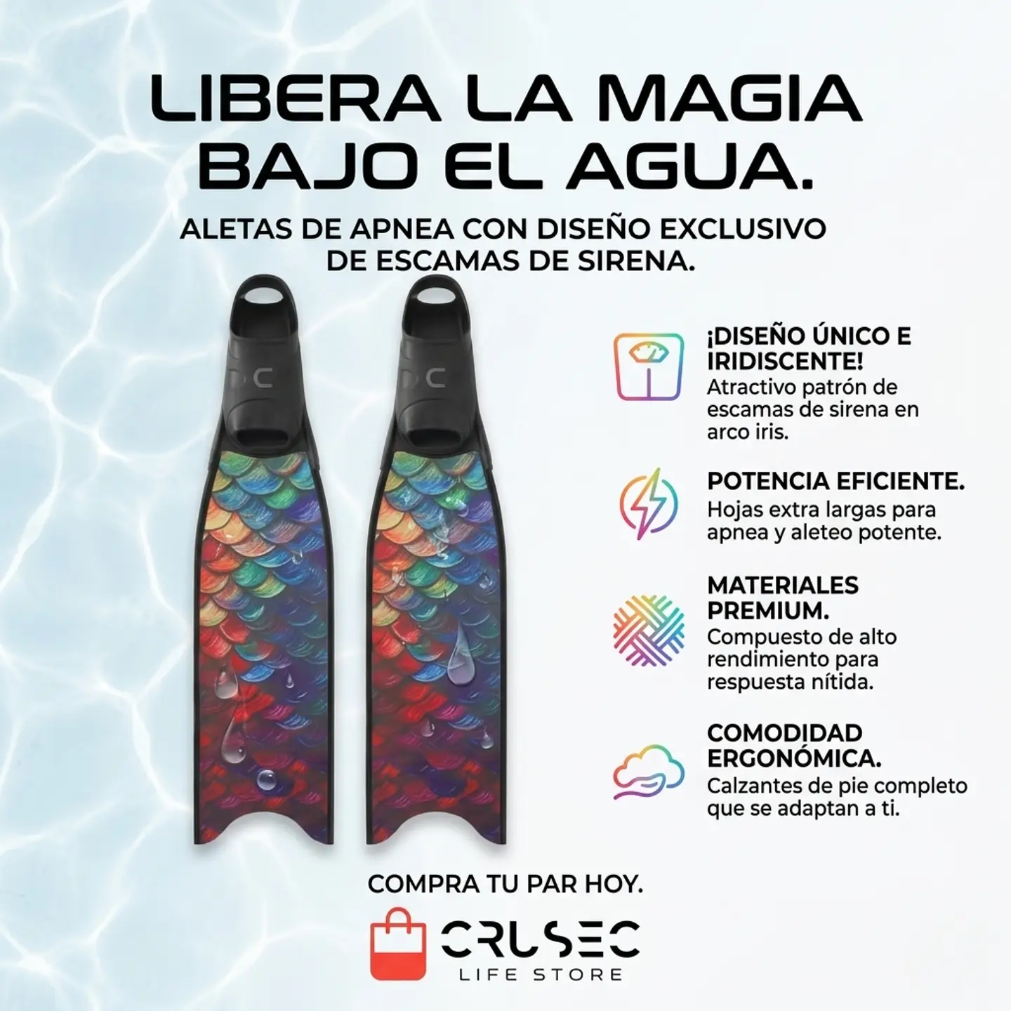 Aletas Largas Para Apnea Y Buceo Libre Profesional 4