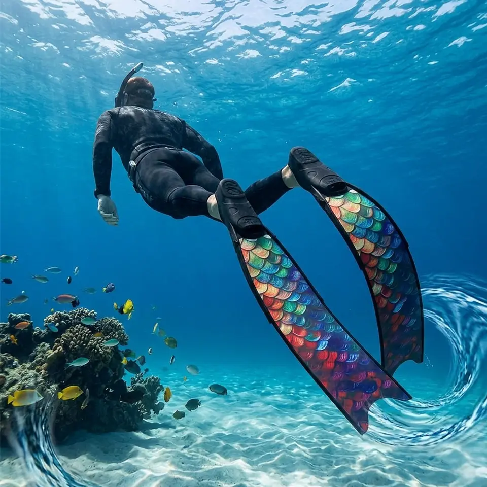 Aletas Largas Para Apnea Y Buceo Libre Profesional 5