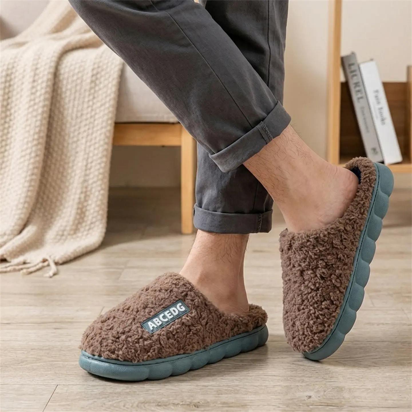 Pantuflas de algodón de otoño e invierno para parejas 13
