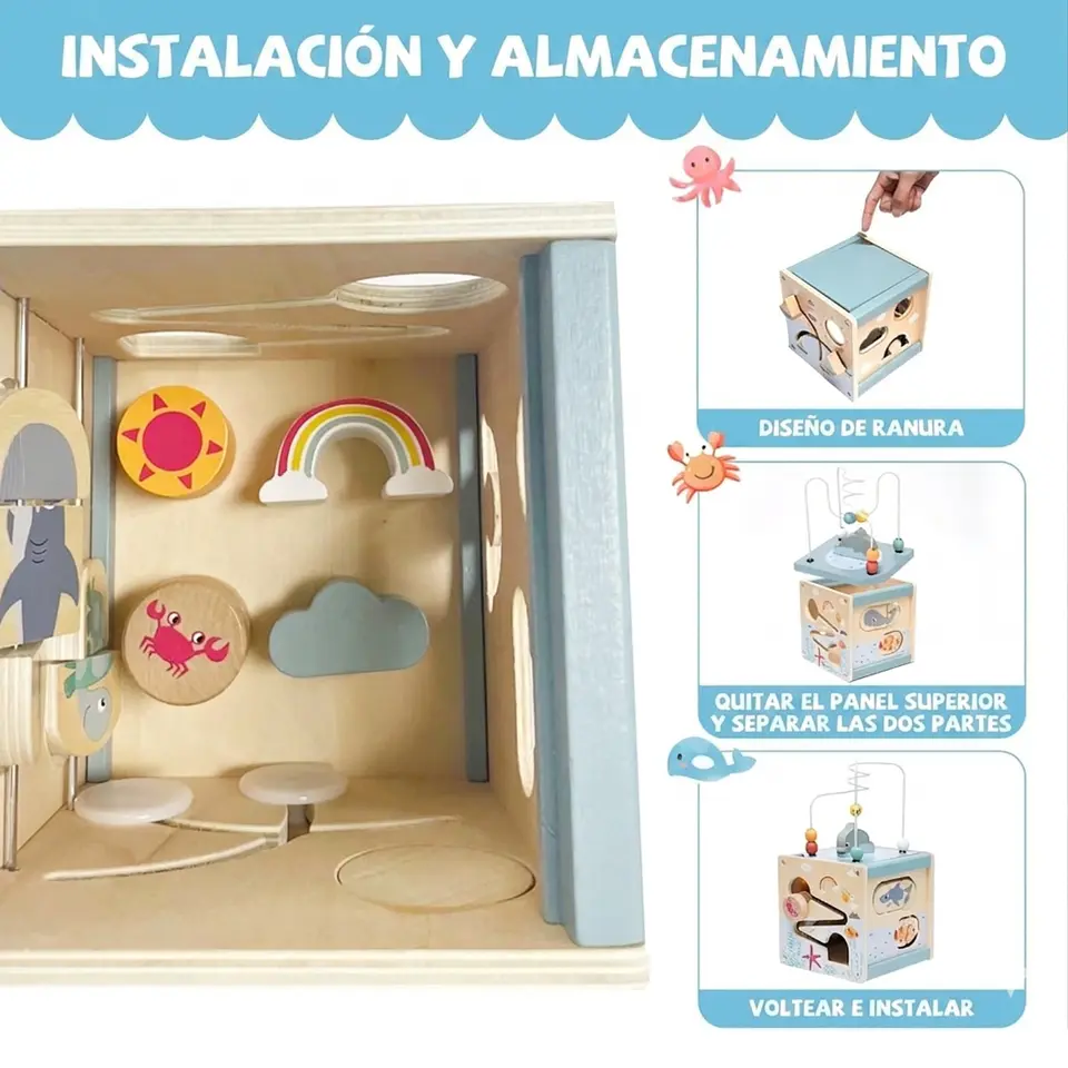 Cubo Didactico 5 En 1 Actividades Motricidad Juguete Bebés 4