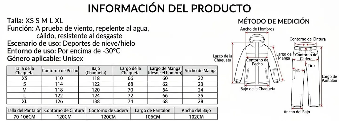Traje De Esquí Unisex Ropa Deportiva Invierno Impermeable 9