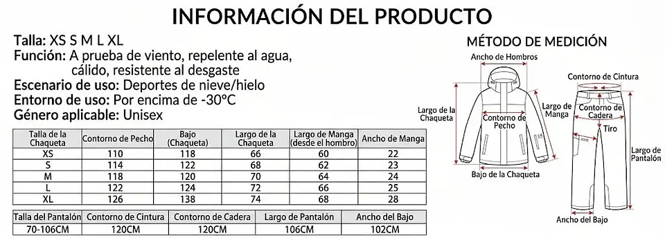 Traje De Esquí Unisex Ropa Deportiva Invierno Impermeable 9