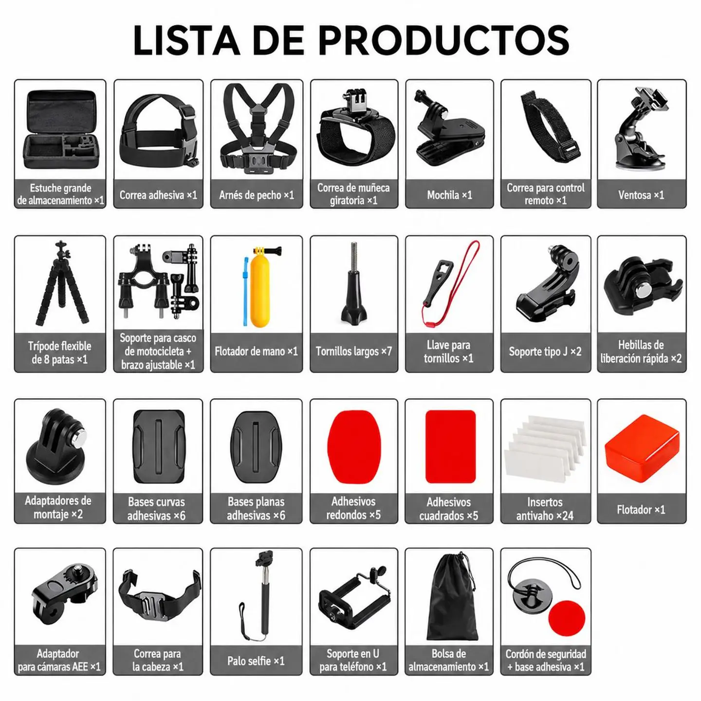 Kit 84 En 1 Accesorios Para Cámaras Deportivas Con Maleta 2