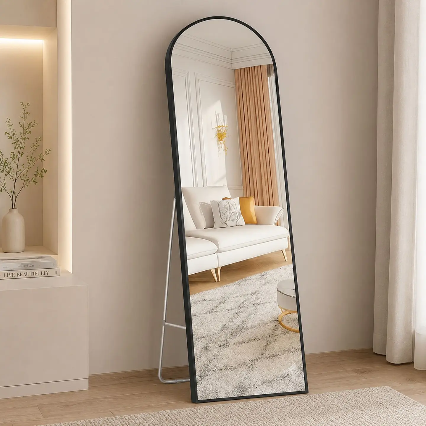 Espejo Ovalado Cuerpo Entero 150x40cm Con Base Plegable 7