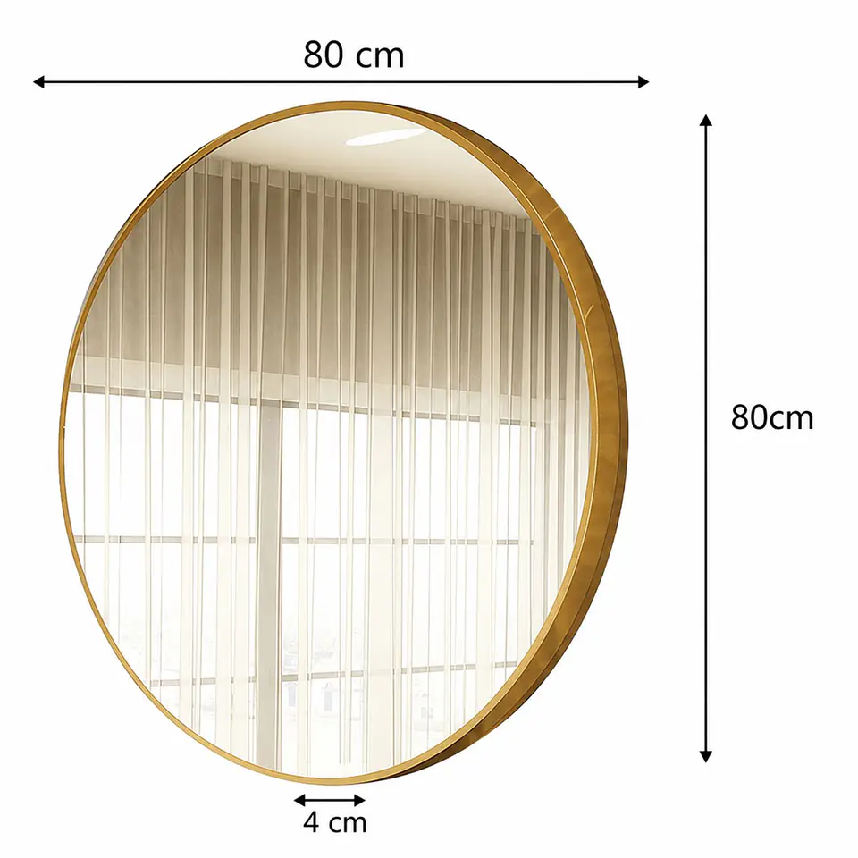 Espejo Circular De Pared Elegante Redondo 80cm De Diametro 2