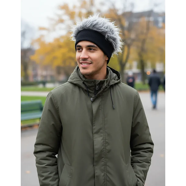 Gorra Con Peluca De Pelo Falso Gris Temático 4