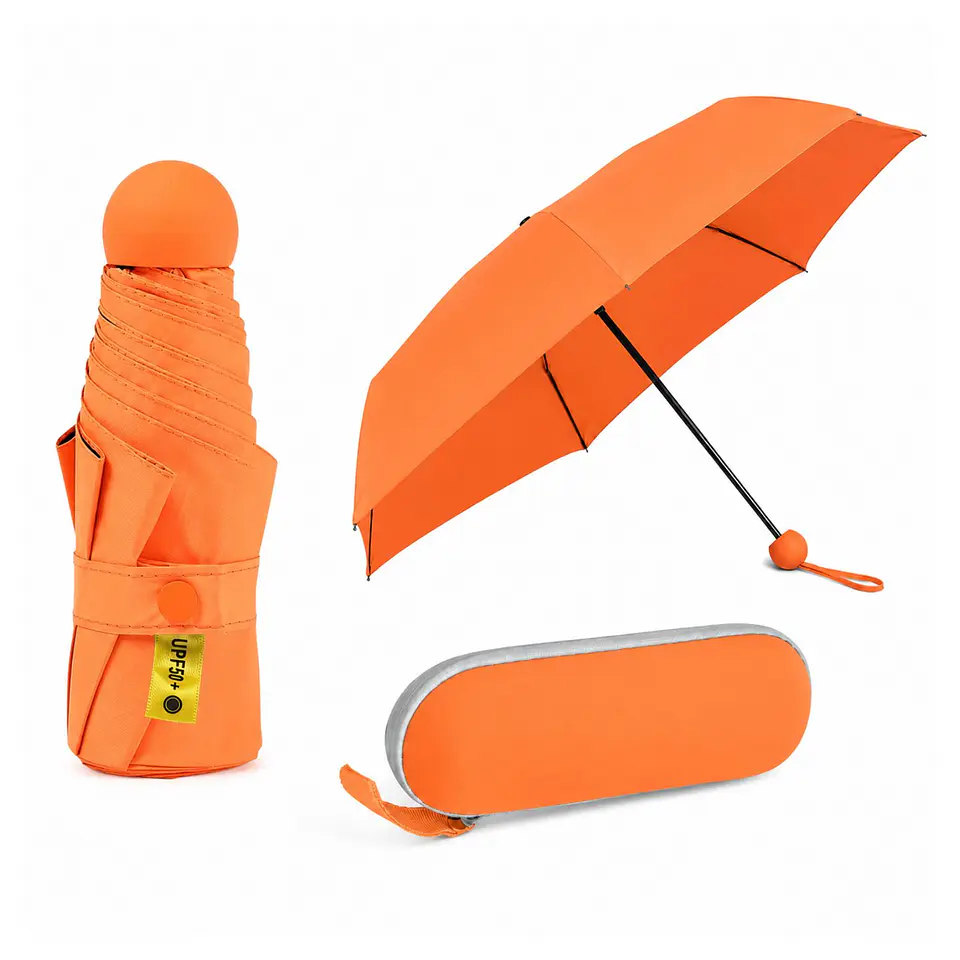 Paraguas Plegable Capsula 8 Varillas UV Resistente Ligero 12