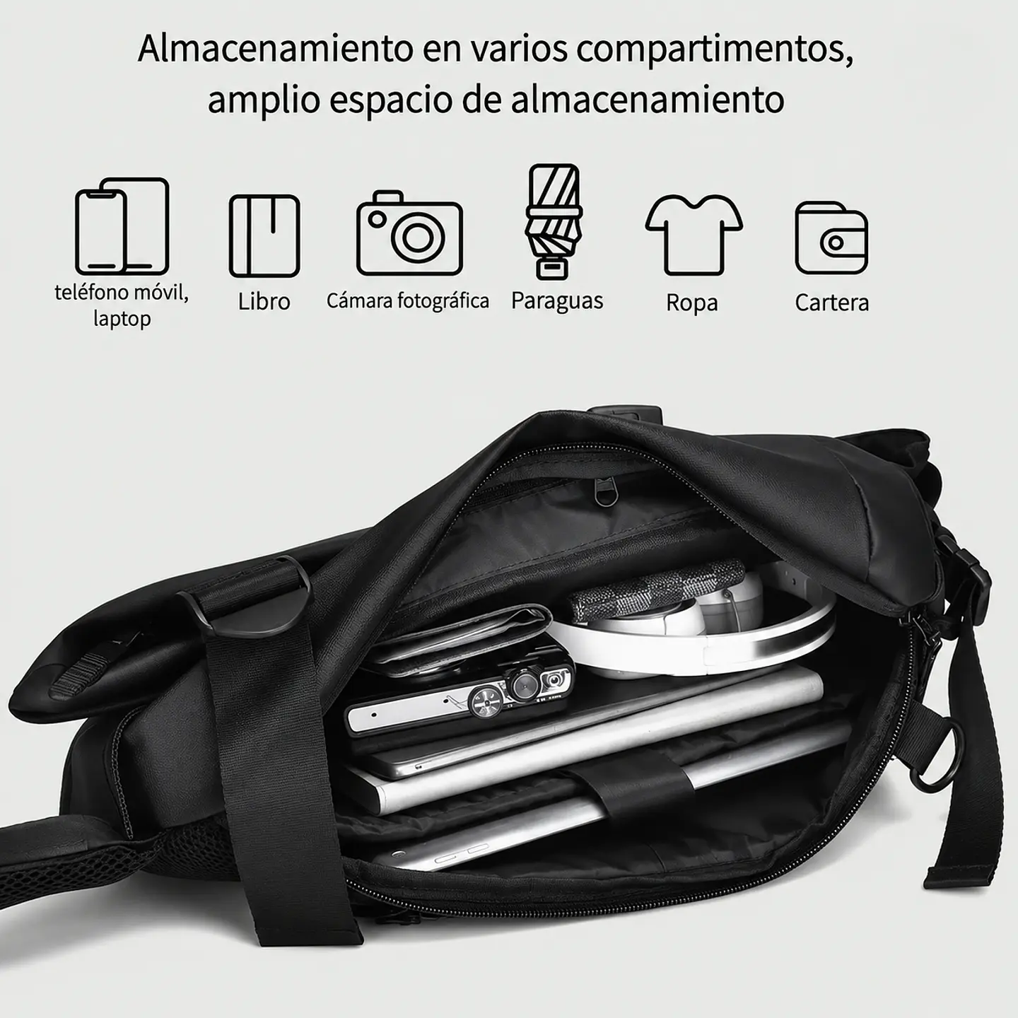 Mochila Cruzada Multiuso Bolso De Hombro Con USB 8