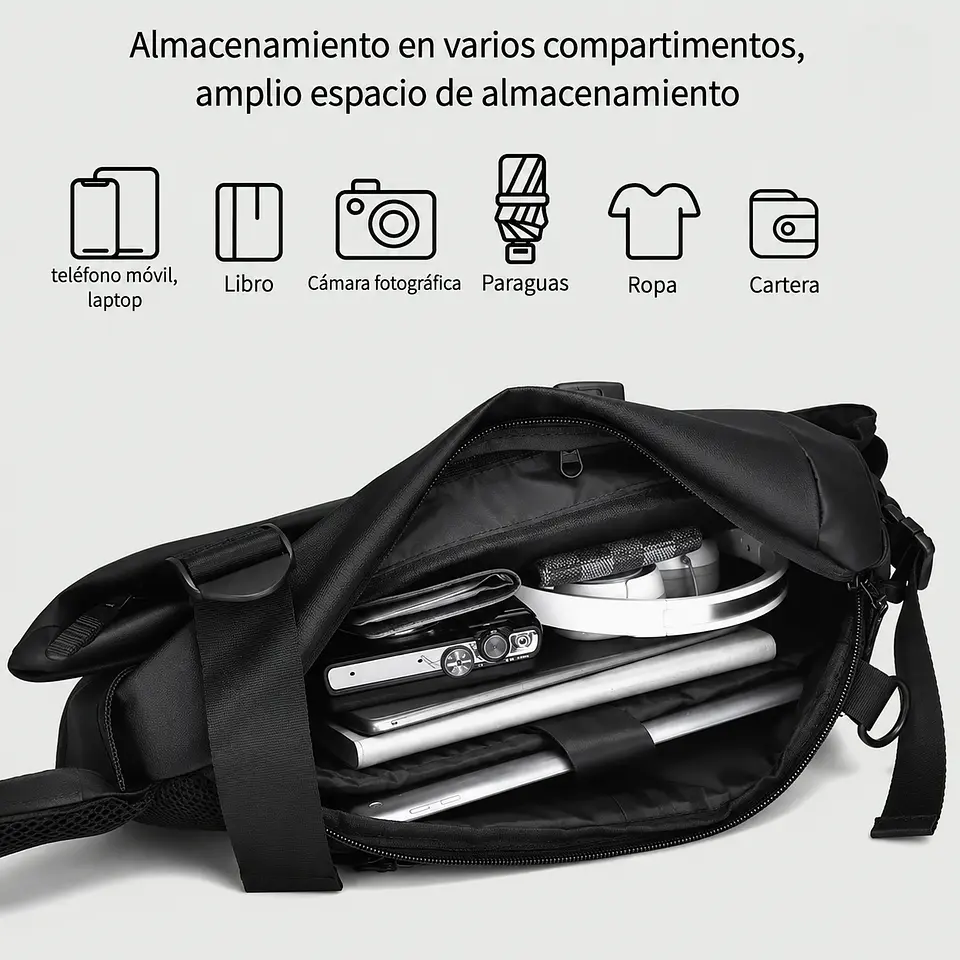 Mochila Cruzada Multiuso Bolso De Hombro Con USB 8