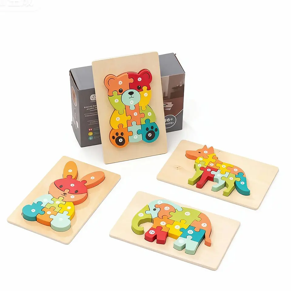 Rompecabezas De Madera 3D Montessori Animales Didácticos 1