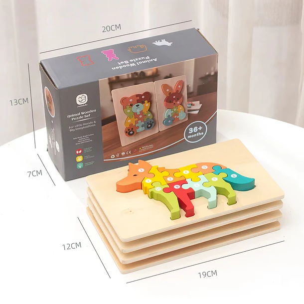 Rompecabezas De Madera 3D Montessori Animales Didácticos 2