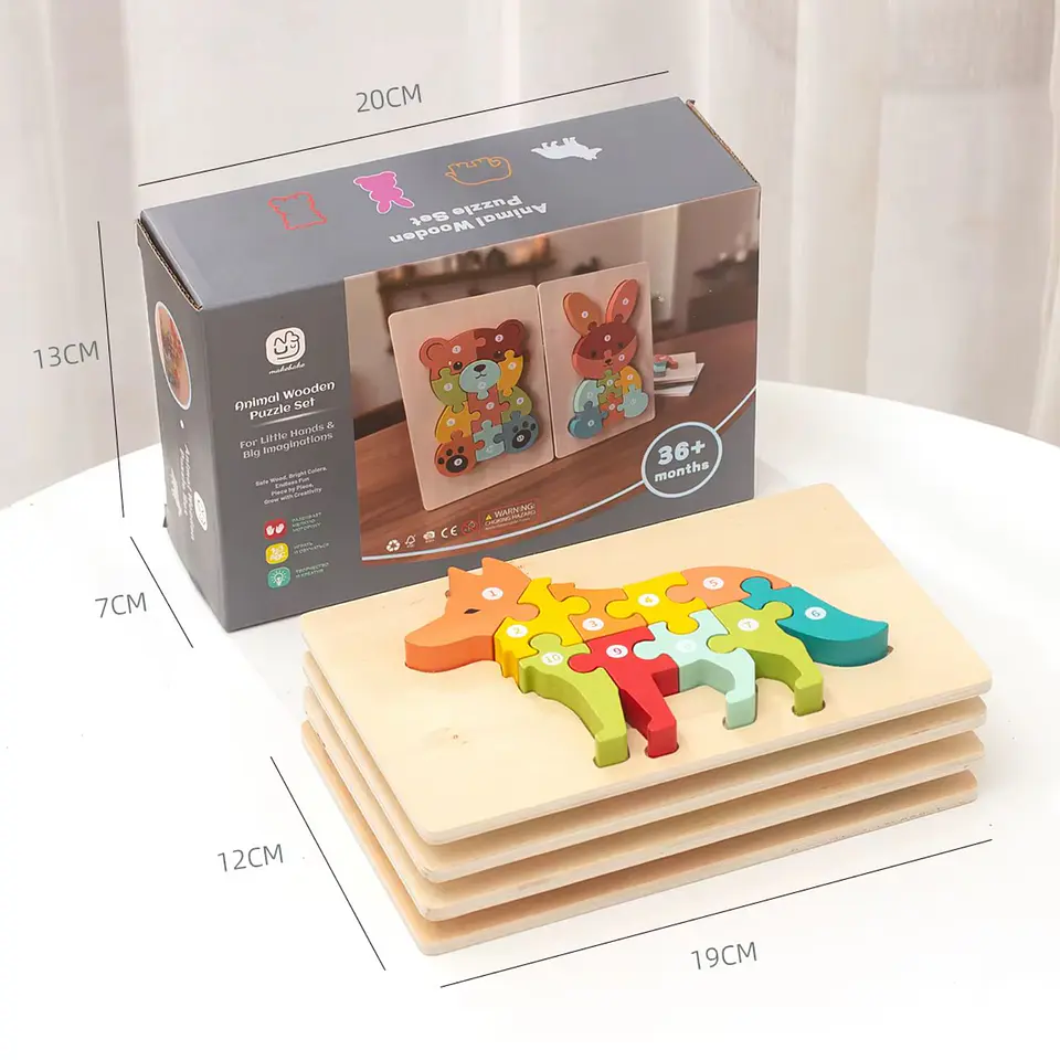 Rompecabezas De Madera 3D Montessori Animales Didácticos 2