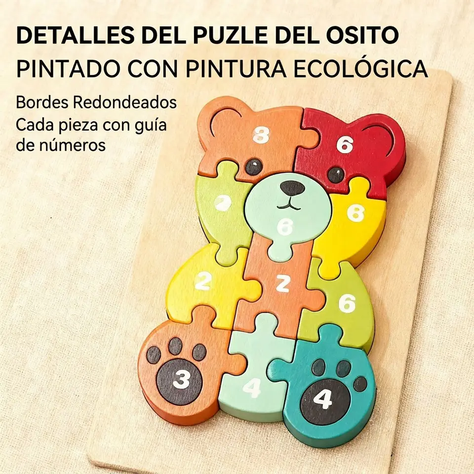 Rompecabezas De Madera 3D Montessori Animales Didácticos 6