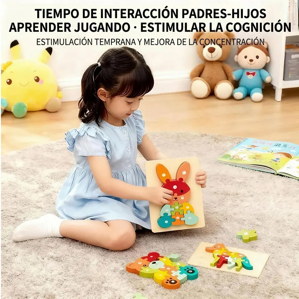 Rompecabezas De Madera 3D Montessori Animales Didácticos 7