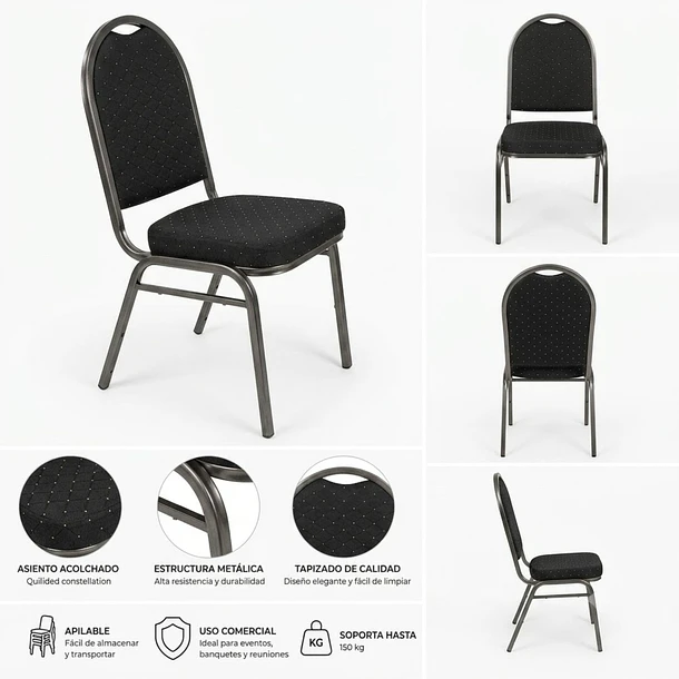 Pack 4 Sillas De Eventos Varios Hotel Restaurante Acolchada 8