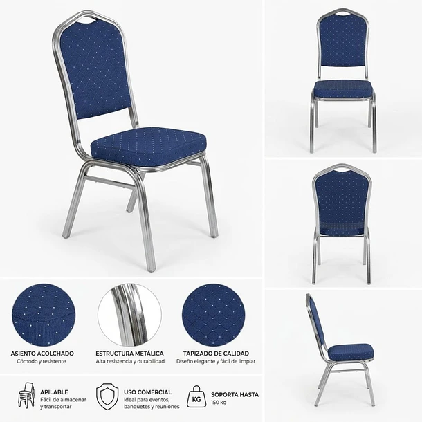 Silla Tapizada Apilable Eventos, Fiestas, Conferencias Y Mas 10