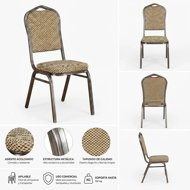 Silla Tapizada Apilable Eventos, Fiestas, Conferencias Y Mas 13