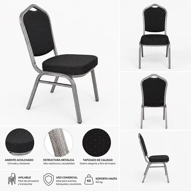 Pack 4 Silla Tapizada Eventos Fiestas Conferencias Comedor 11