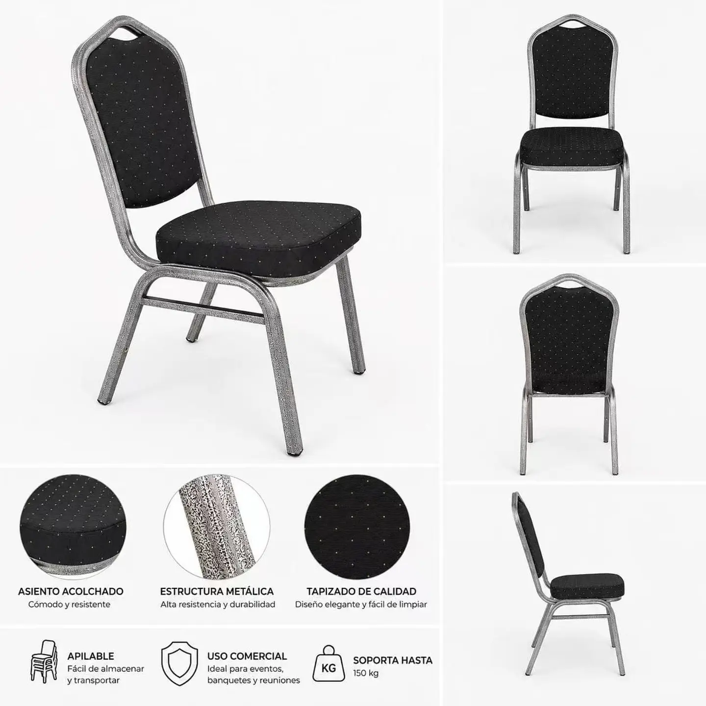 Pack 4 Silla Tapizada Eventos Fiestas Conferencias Comedor 4