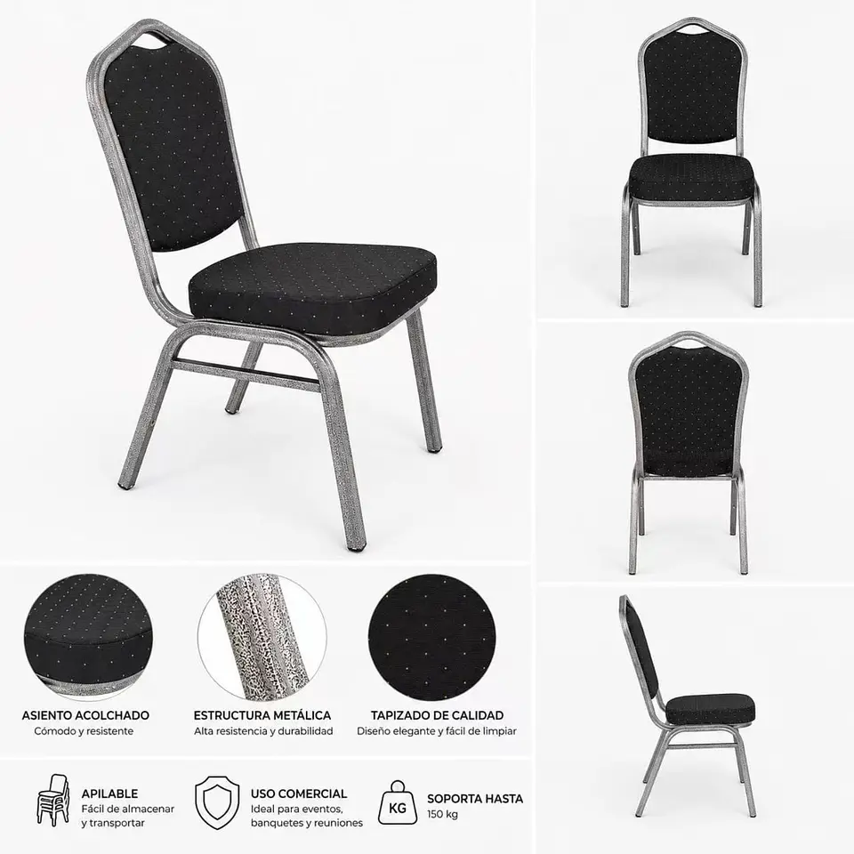 Pack 4 Silla Tapizada Eventos Fiestas Conferencias Comedor 4