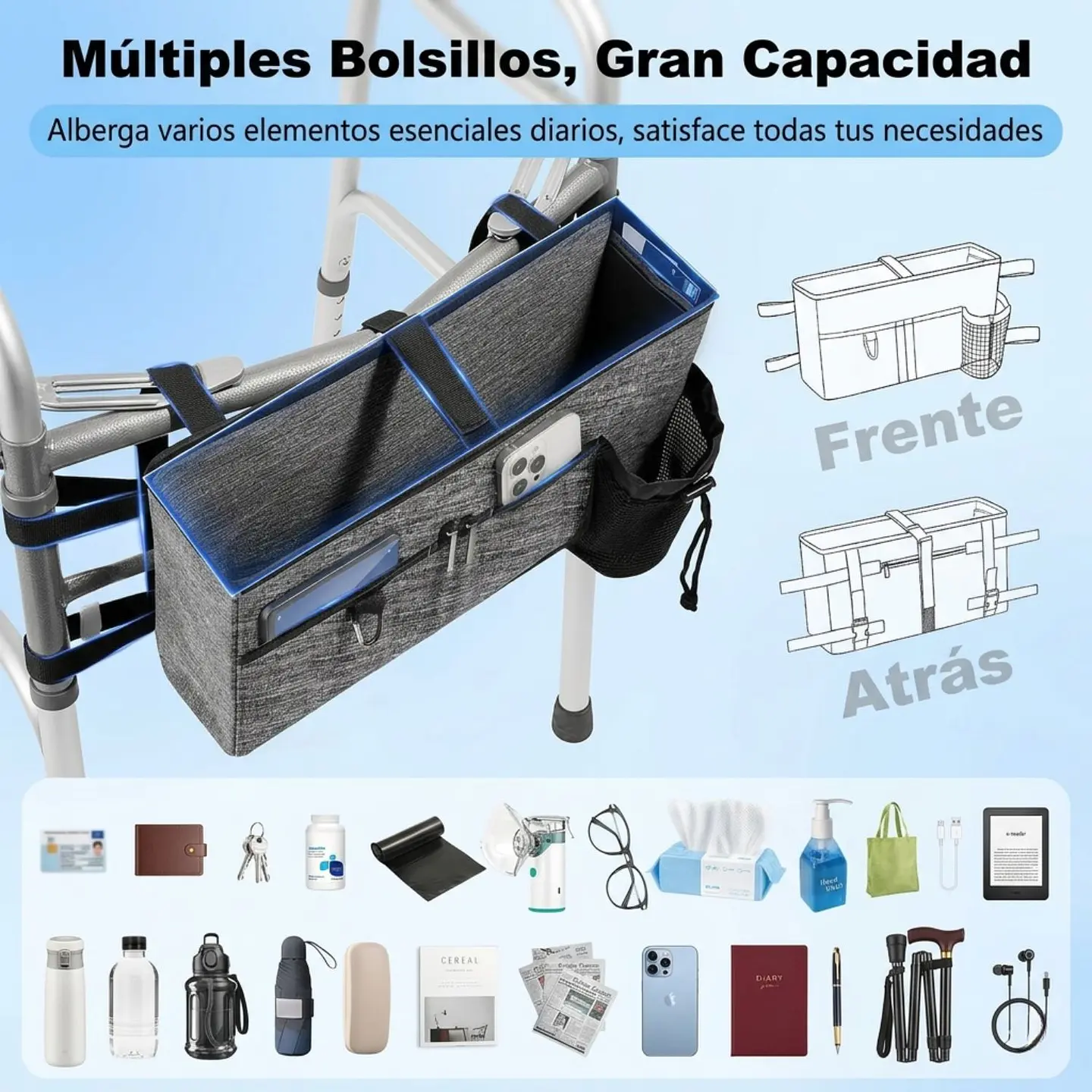 Organizador Para Andador Universal Con Portavasos 8