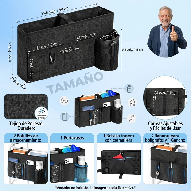 Organizador Para Andador Universal Con Portavasos 2