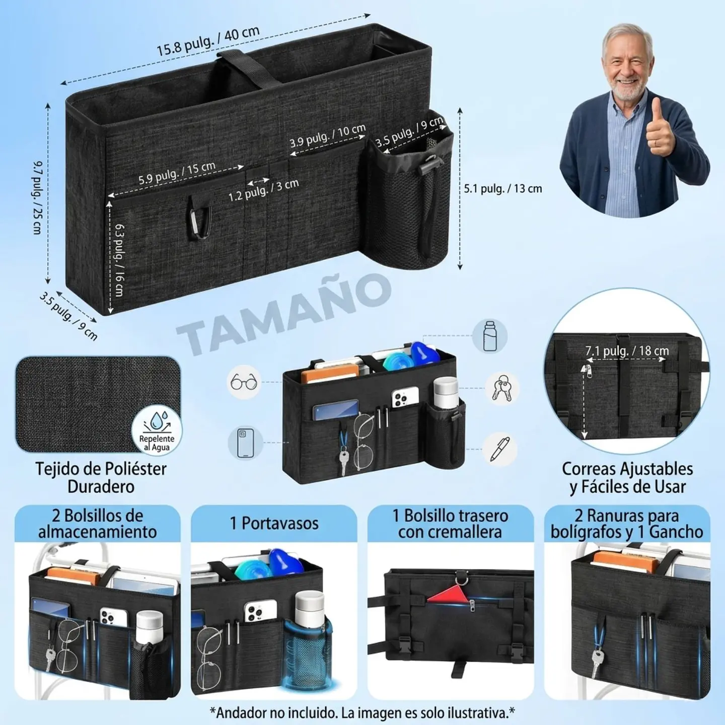 Organizador Para Andador Universal Con Portavasos 2