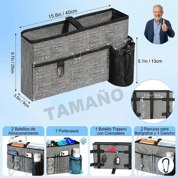 Organizador Para Andador Universal Con Portavasos 7