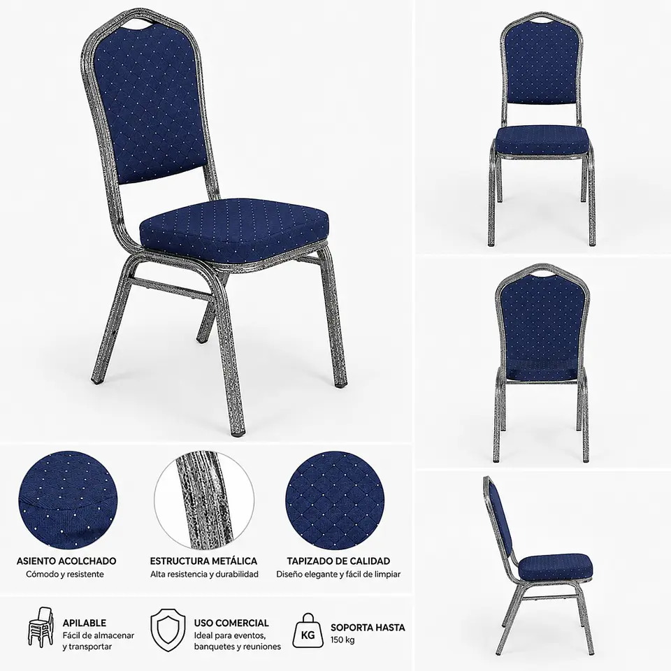 Pack 4 Silla Tapizada Eventos Fiestas Conferencias Comedor 8