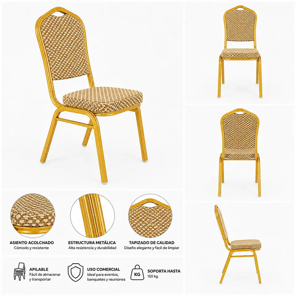 Pack 4 Silla Tapizada Eventos Fiestas Conferencias Comedor 17