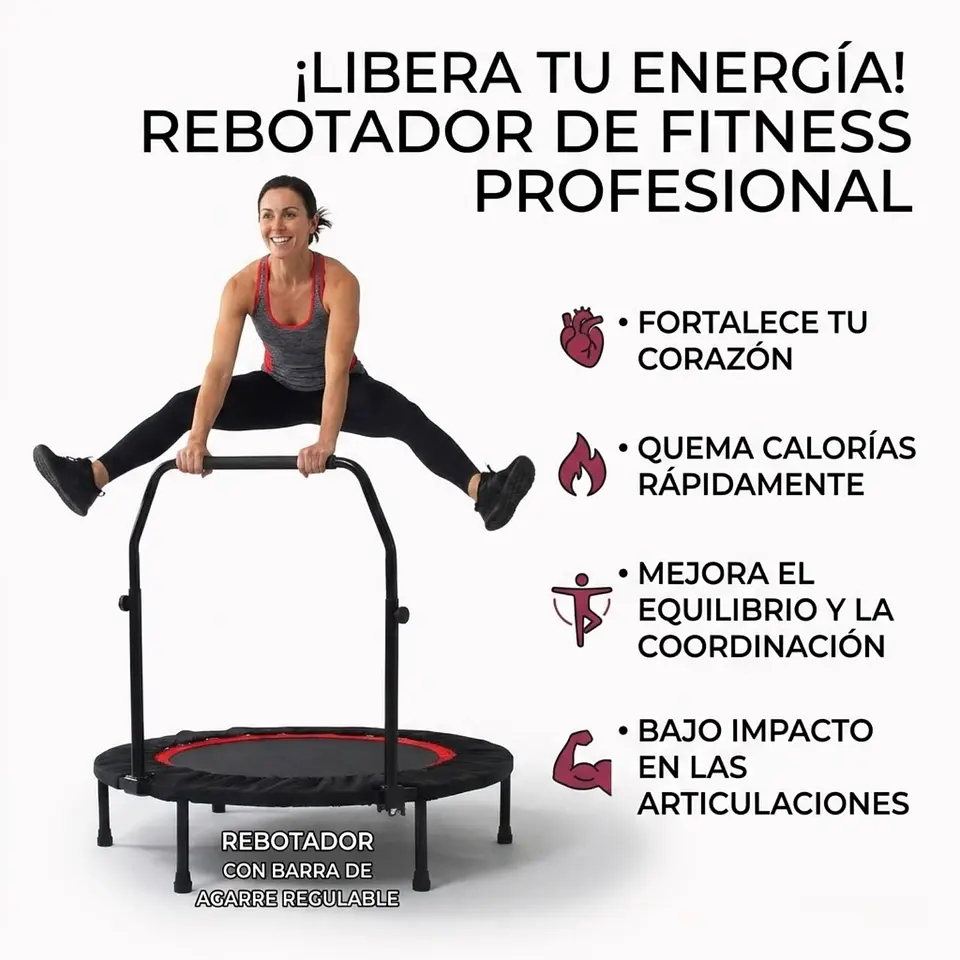 Trampolín Fitness 1,02 m con Barra Ejercicio Resistente 5