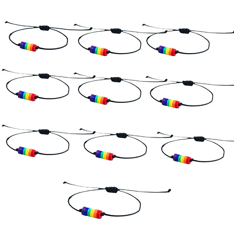 Pack 10 Pulsera Arcoíris Unisex Brazalete De Cuerda Bandera