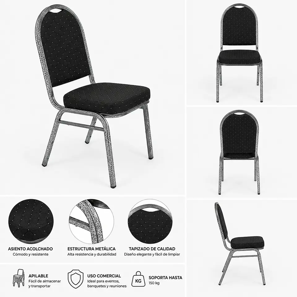 Pack 4 Sillas De Eventos Varios Hotel Restaurante Acolchada- REACONDICIONADO 5