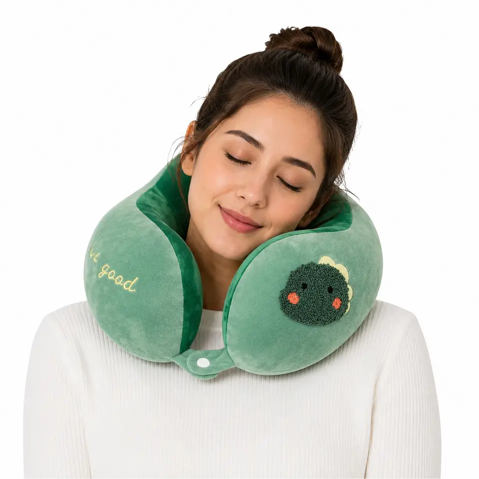 Almohada Cojín Cuello Cervical Viaje Auto Escritorio 11