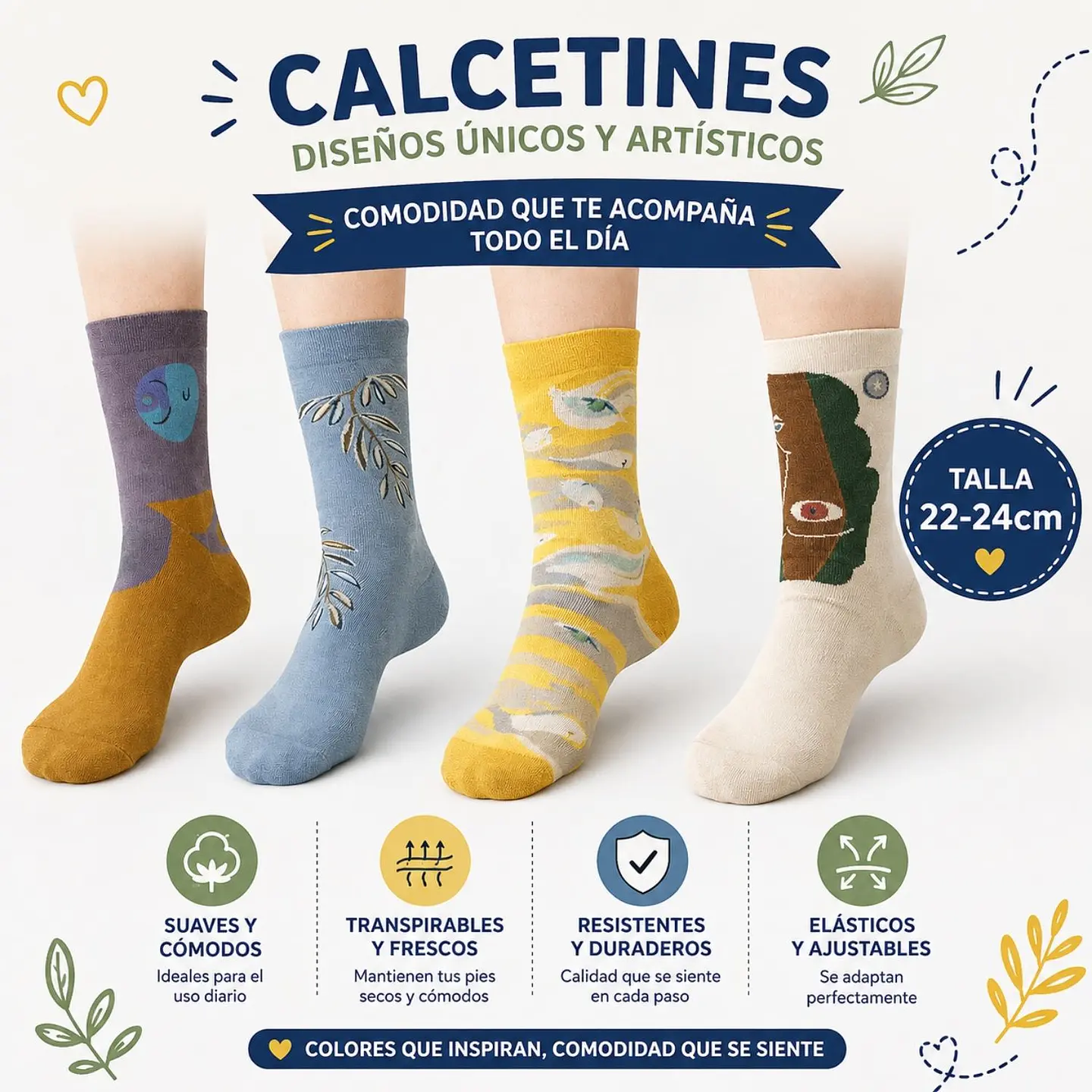 Pack 4 Calcetines Serie Monet: Estilo Pintura Al Óleo Mujer 11