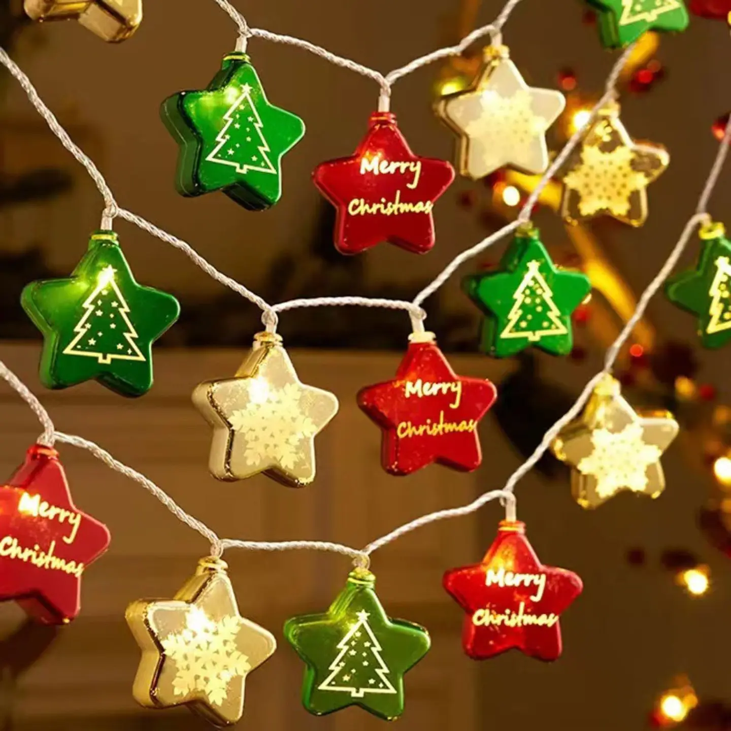Luces Guirnalda Estrellas LED USB Decoración Navidad 10M 4