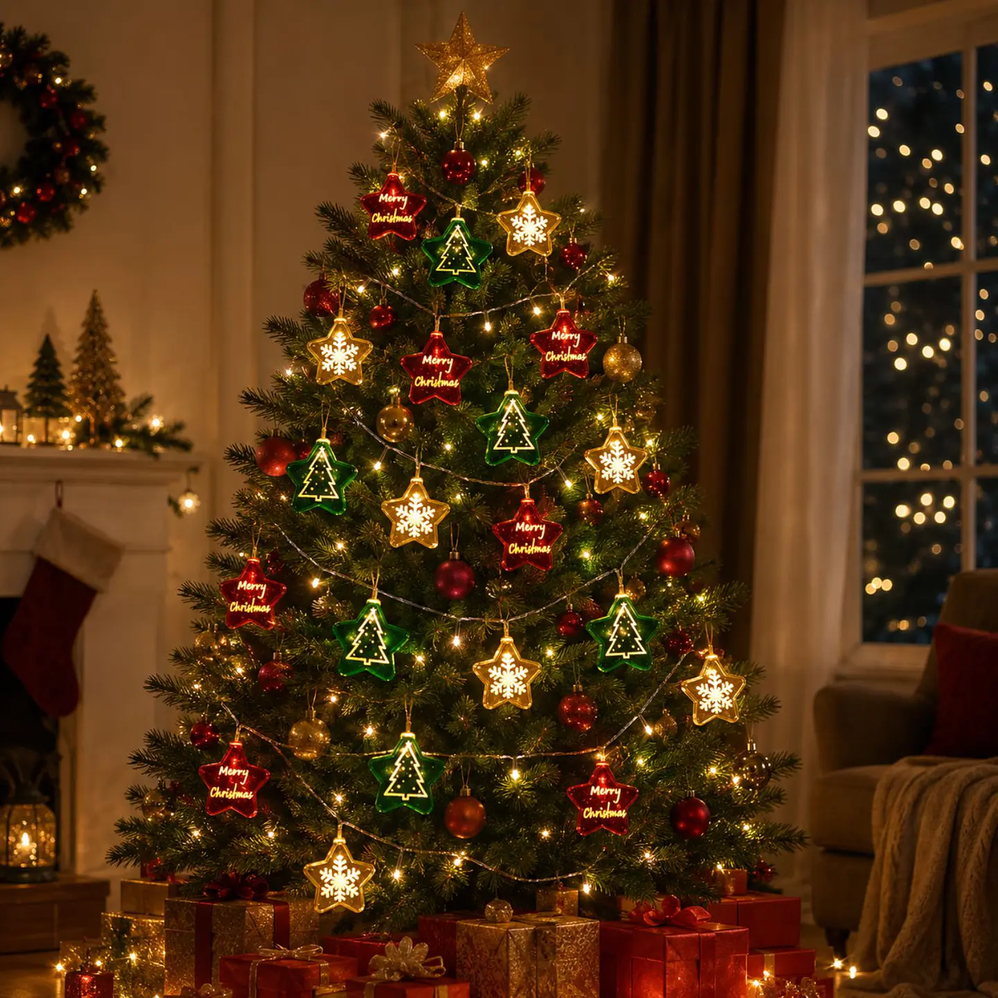 Luces Guirnalda Estrellas LED USB Decoración Navidad 10M 6