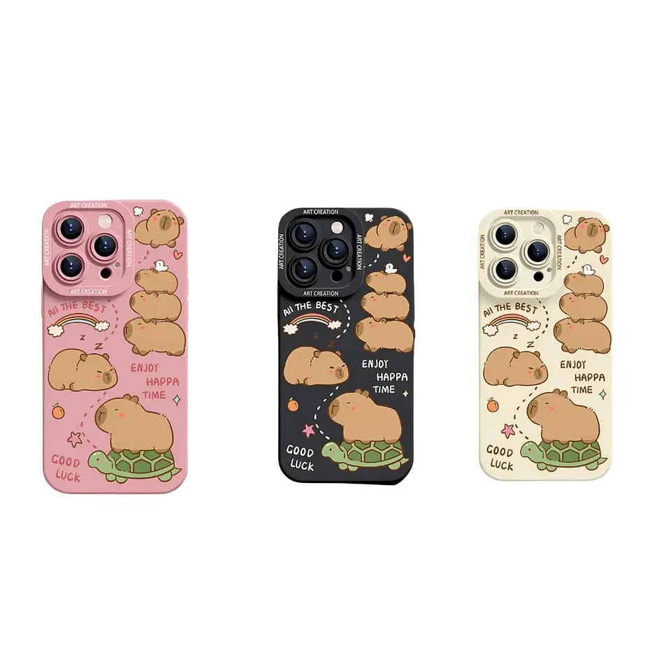 Pack 3 Carcasas Funda Silicona iPhone 15 Pro Max Capibara Antigolpes 1
