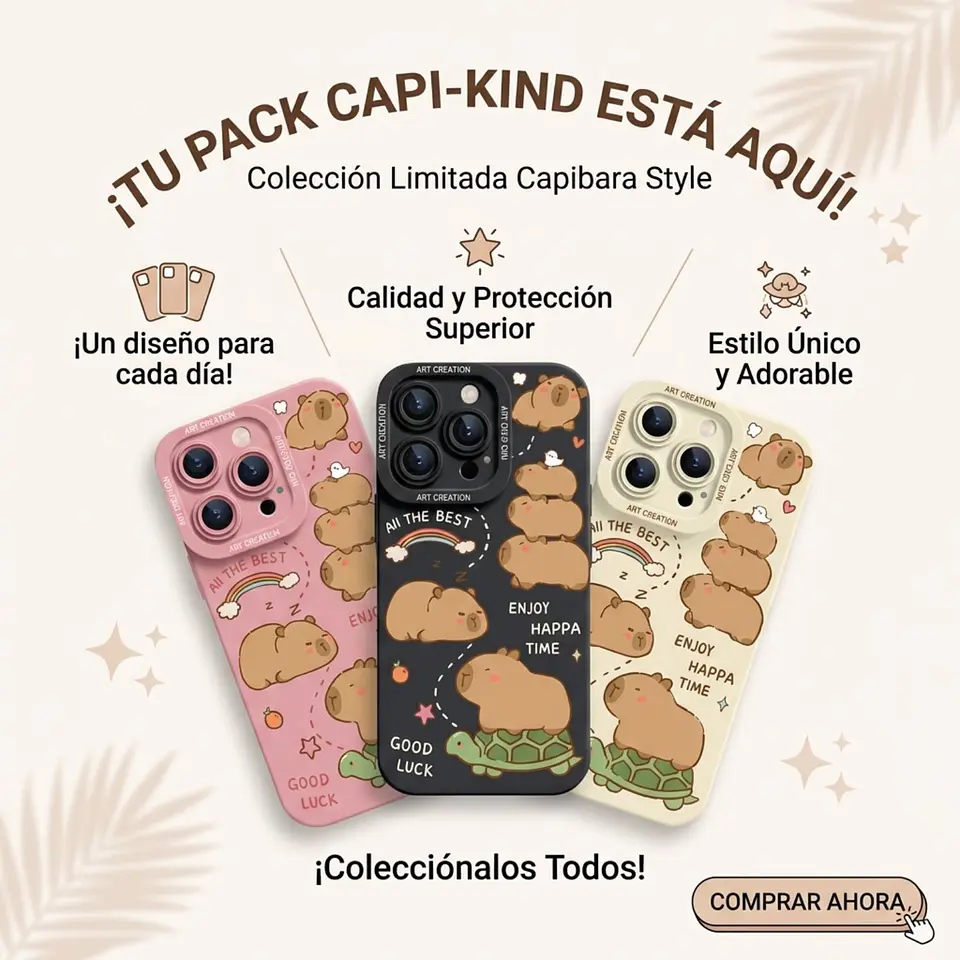 Pack 3 Carcasas Funda Silicona iPhone 15 Pro Max Capibara Antigolpes 5