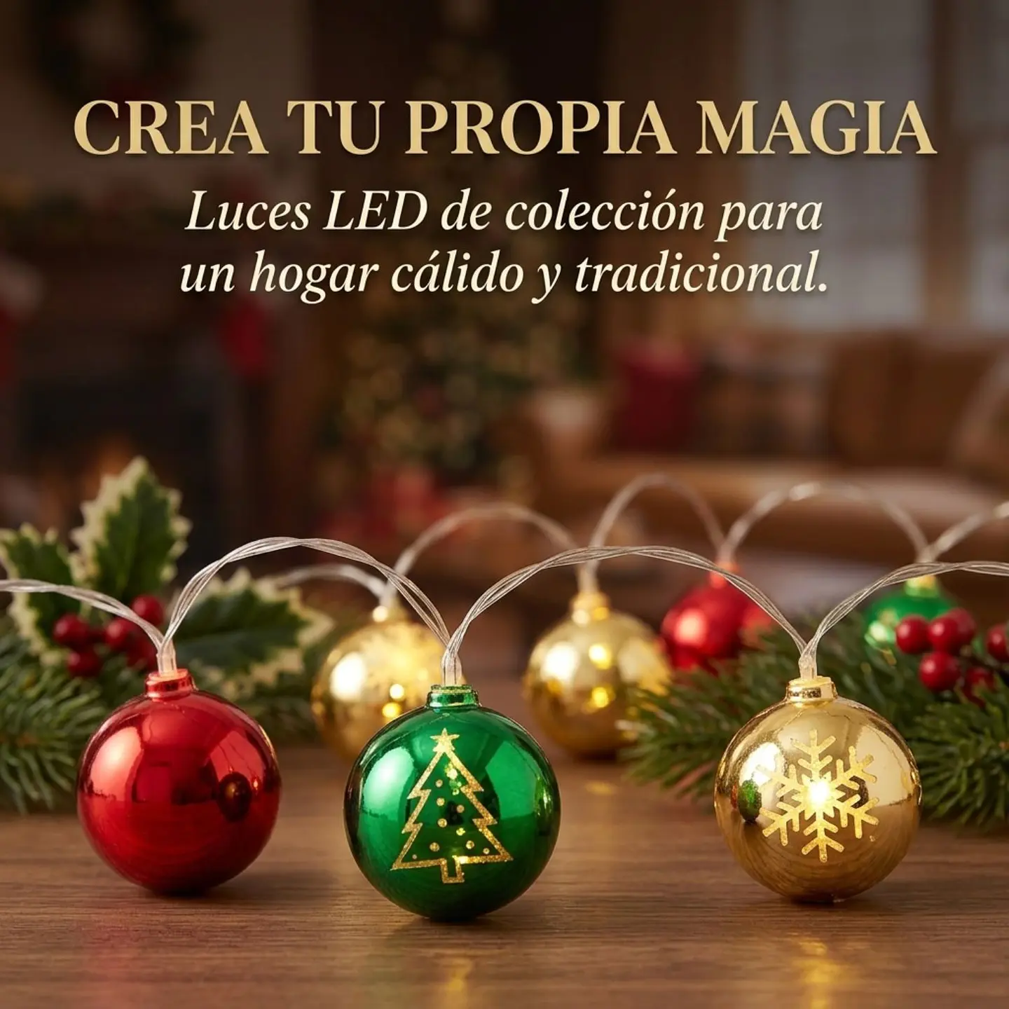 Luces Guirnalda Esferas LED USB Decoración Navidad 10M 3