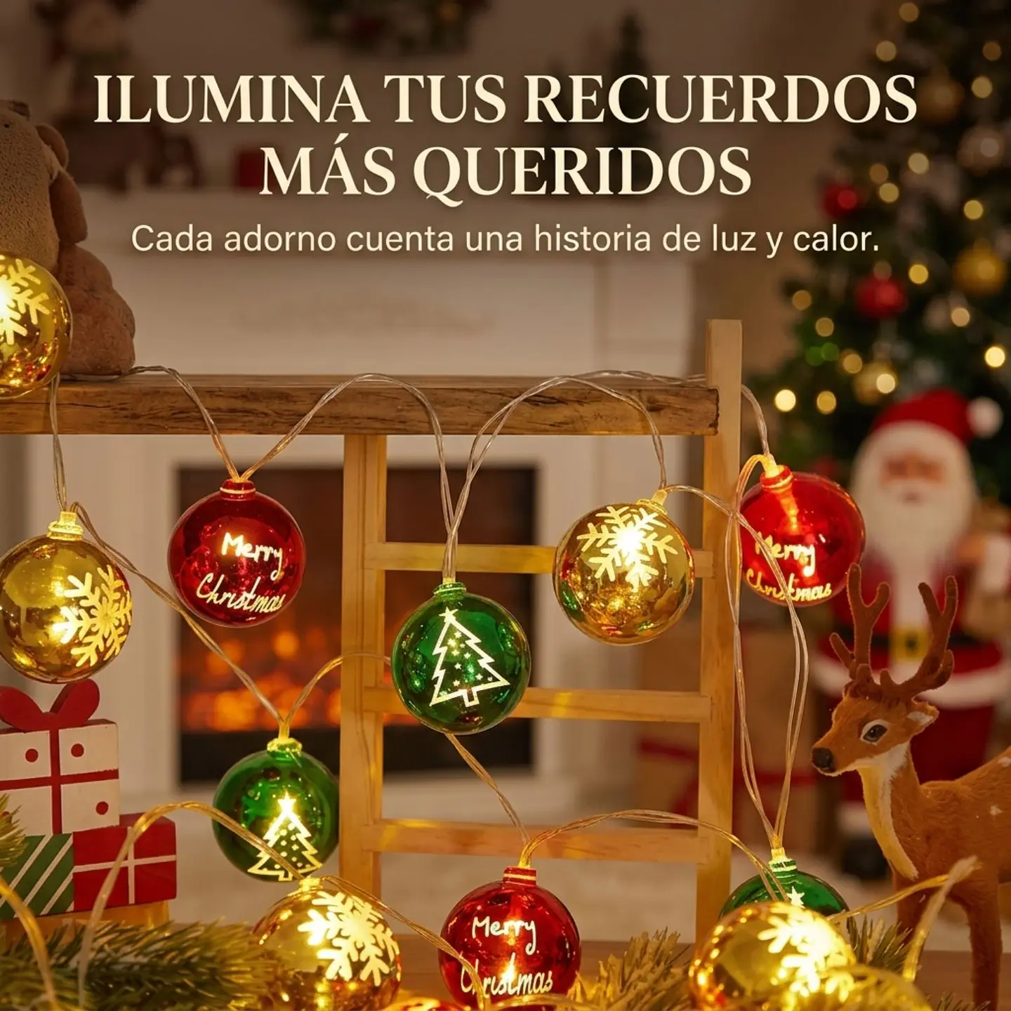 Luces Guirnalda Esferas LED USB Decoración Navidad 10M 5