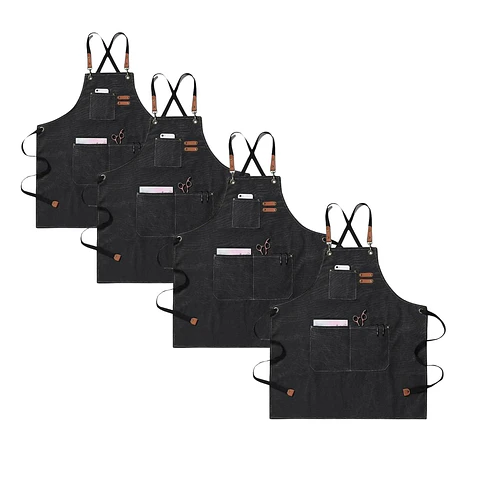 Pack 4 Delantales Pechera Unisex Multiuso Hogar Trabajo Parrilla