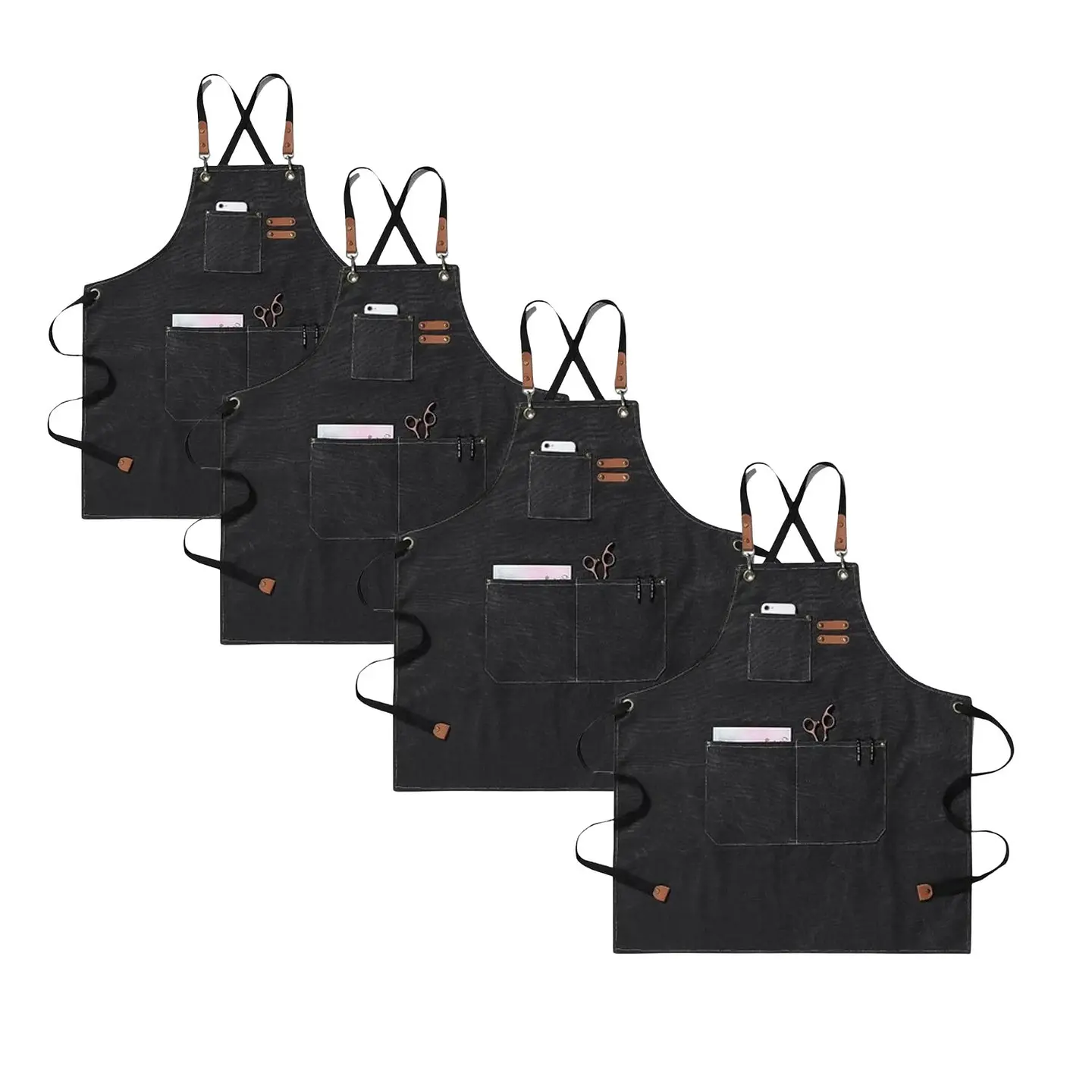 Pack 4 Delantales Pechera Unisex Multiuso Hogar Trabajo Parrilla 1