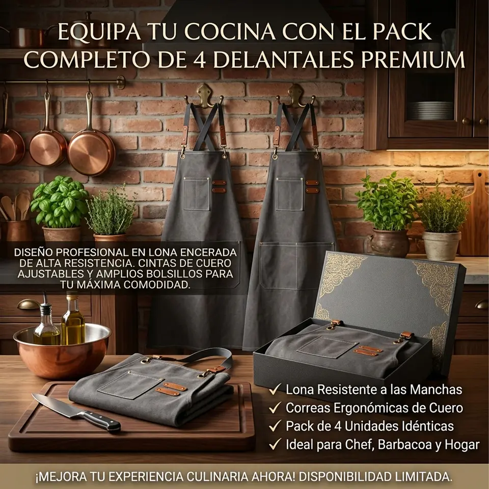 Pack 4 Delantales Pechera Unisex Multiuso Hogar Trabajo Parrilla 7