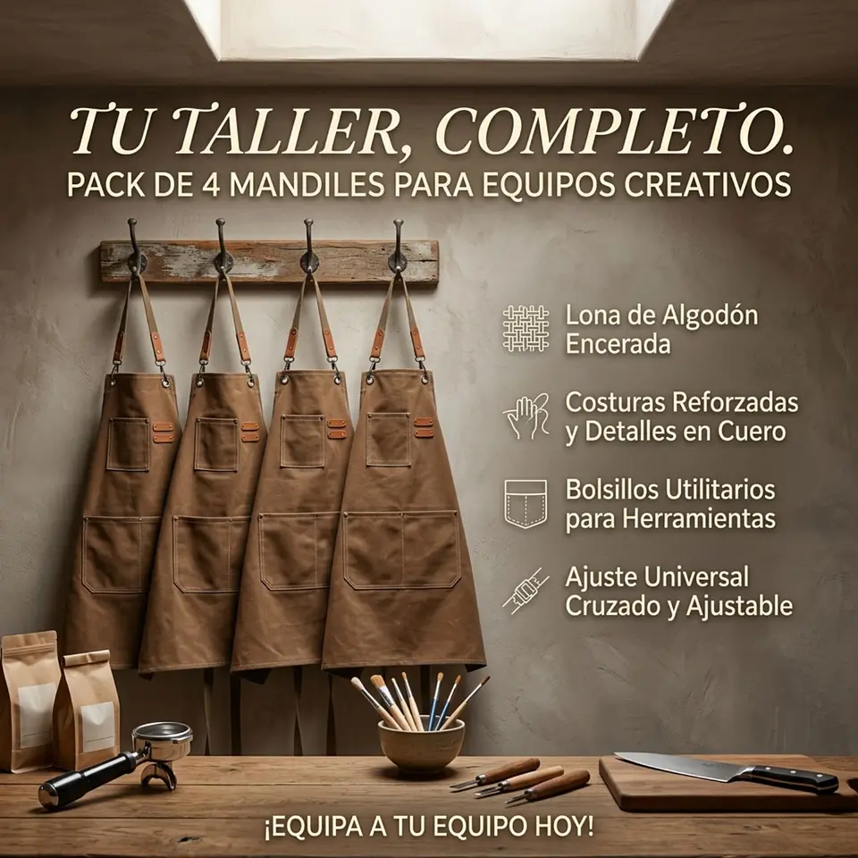 Pack 4 Delantales Pechera Unisex Multiuso Hogar Trabajo Parrilla 17