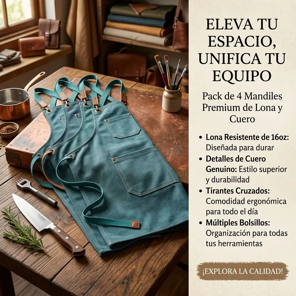Pack 4 Delantales Pechera Unisex Multiuso Hogar Trabajo Parrilla 21